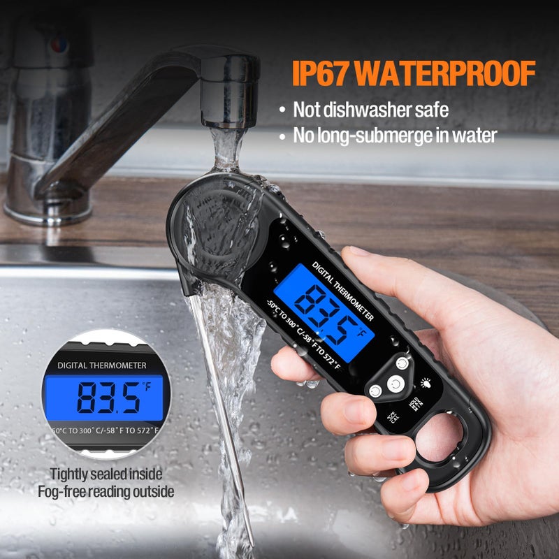 AMMZO Meat Thermometer Digital  Instant Read Food Thermometer - Waterproof w/Backlight for Cooking  Candy  Deep Fry  BBQ  Grill  Smoker and Roast  Camping & Kitchen Essentials - Image 3